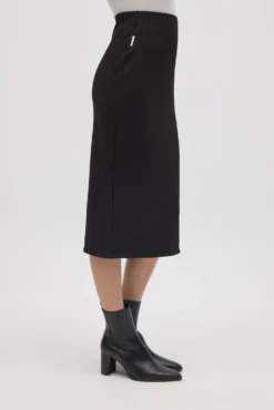 Falda midi fluida negro