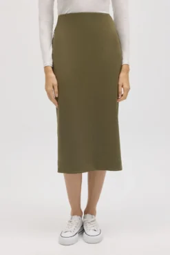 Falda midi fluida verde