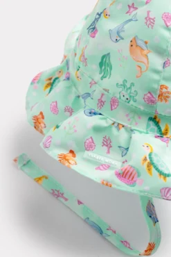 Gorro de playa bebé ala ondulada estampado fauna marina