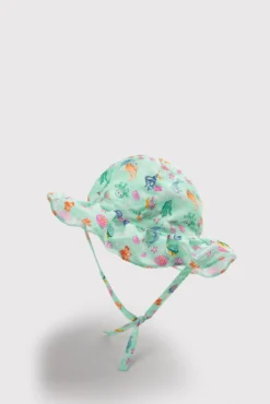 Gorro de playa bebé ala ondulada estampado fauna marina