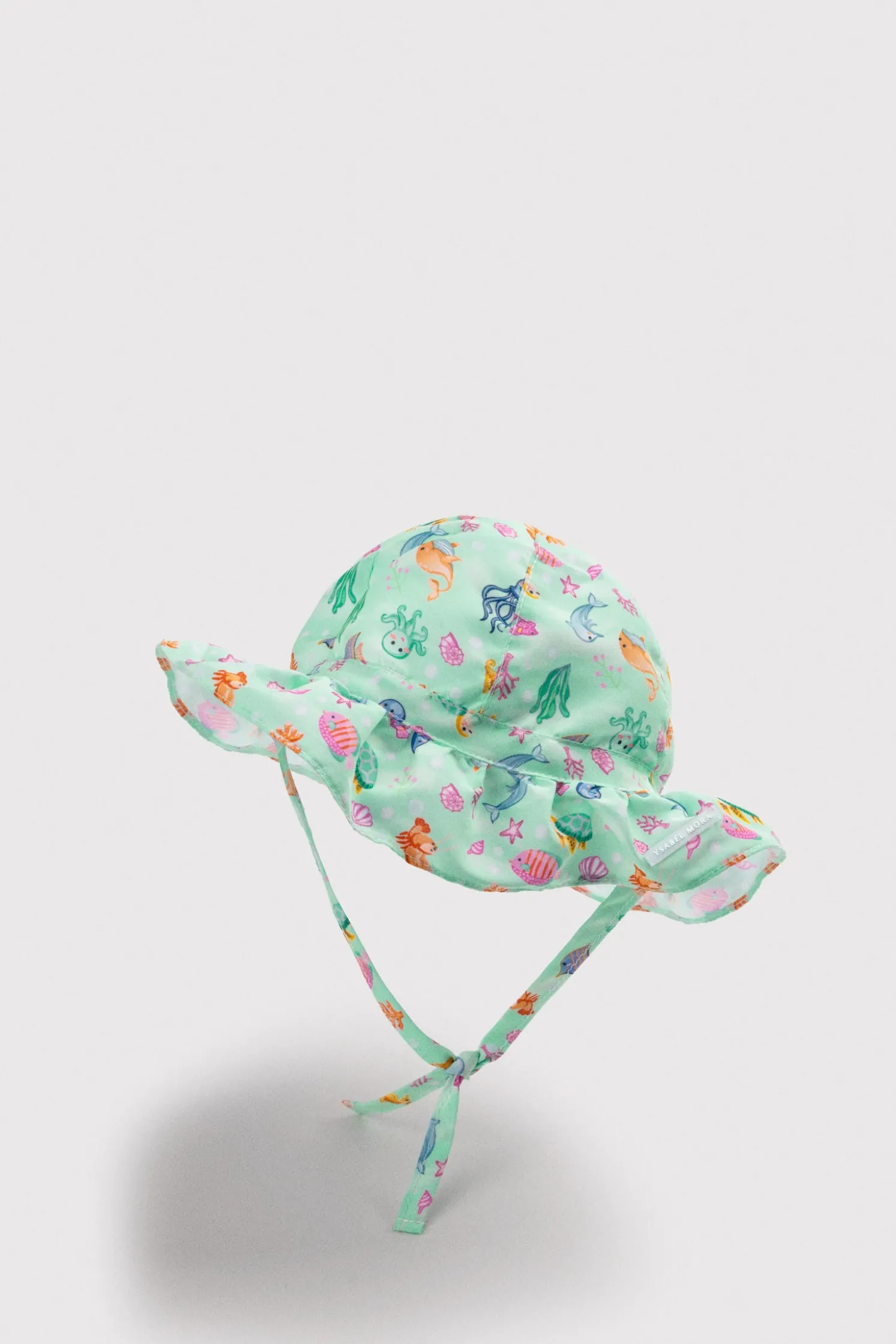 Gorro de playa bebé ala ondulada estampado fauna marina