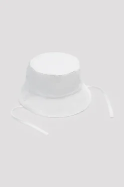 Gorro de playa bebé de algodón blanco ala ondulada