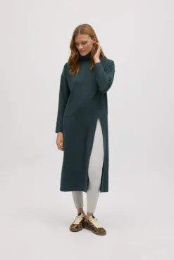 Jersey maxi con abertura cálido verde botella