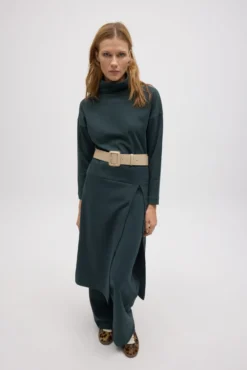 Jersey maxi con abertura cálido verde botella