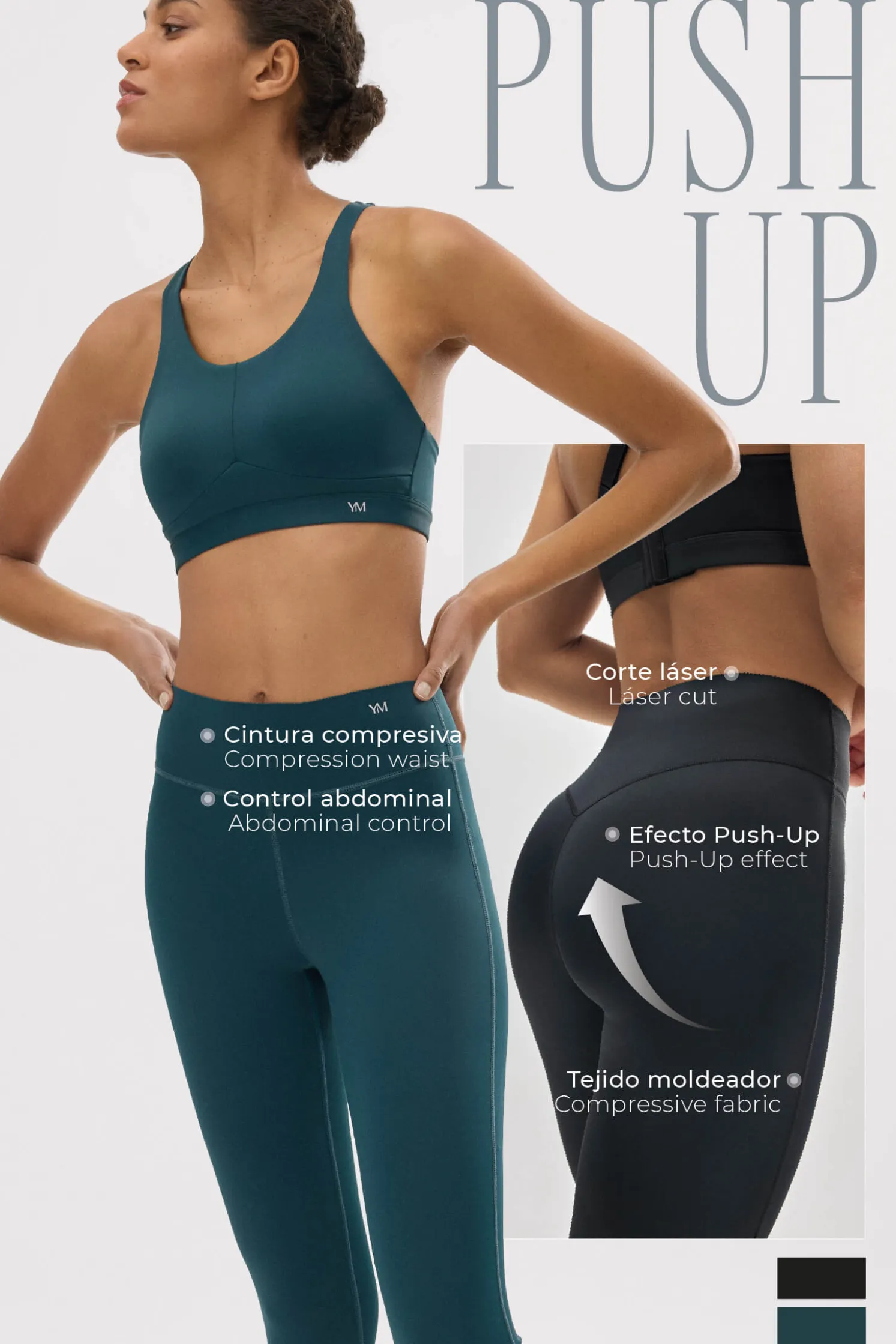 Leggings deportivos Compressive efecto push-up negro