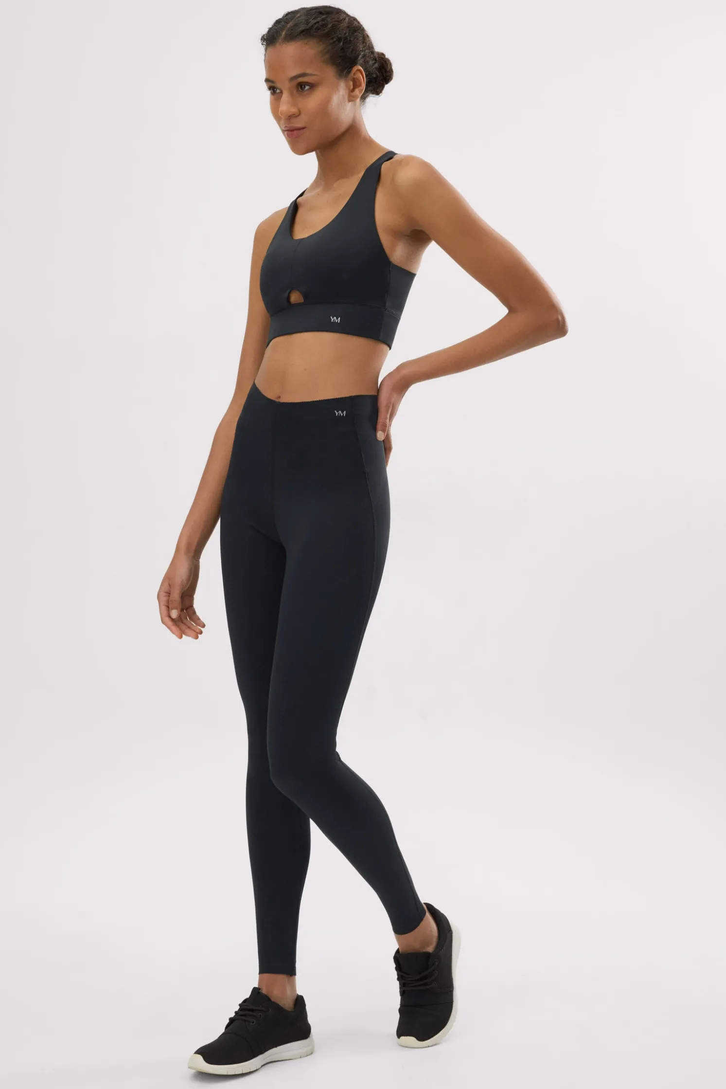 Leggings deportivos compressive largos vientre plano negro