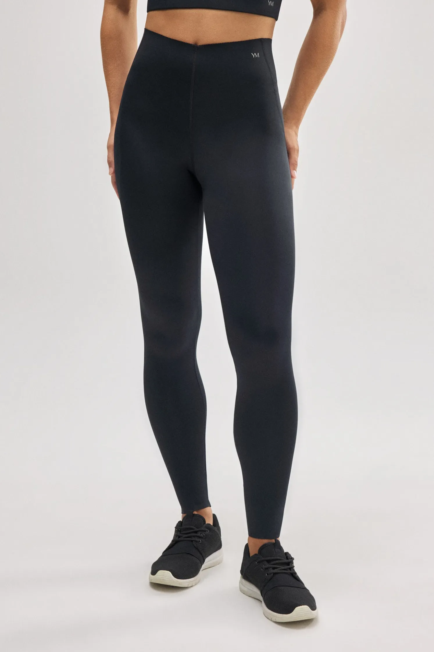Leggings deportivos compressive largos vientre plano negro