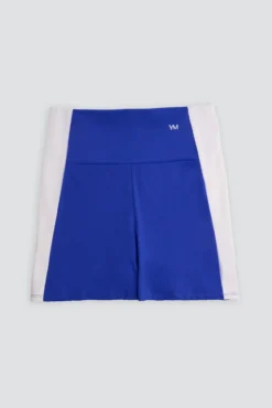 Leggings deportivos cortos efecto push-up azul índigo con franja en contraste