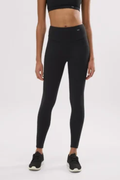 Leggings deportivos de tiro alto tacto algodonero negro