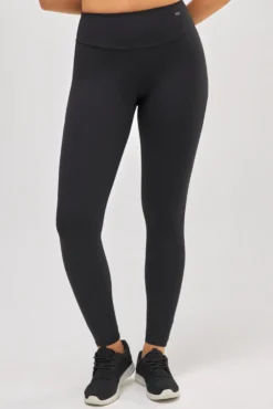 Leggings deportivos de tiro alto tacto algodonero negro