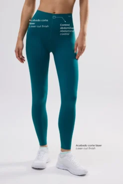 Leggings deportivos largos compressive vientre plano verde botella