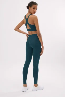 Leggings deportivos largos compressive vientre plano verde botella