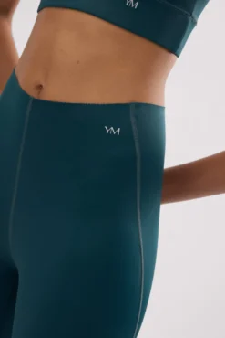 Leggings deportivos largos compressive vientre plano verde botella