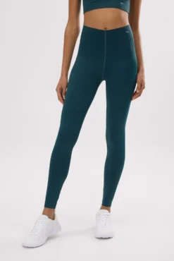 Leggings deportivos largos compressive vientre plano verde botella