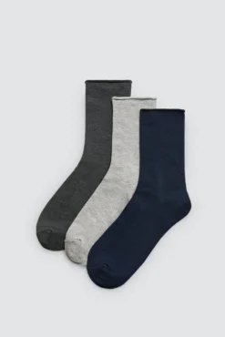Pack 3 calcetines altos bambú sin puño colores neutros
