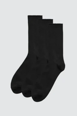 Pack 3 calcetines altos bambú sin puño negro