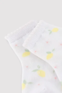 Pack 3 calcetines cortos bebé estampados limones y fresa