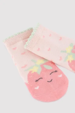 Pack 3 calcetines cortos bebé estampados limones y fresa