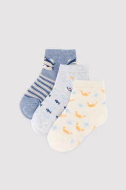 Pack 3 calcetines cortos bebé estampados oso pirata