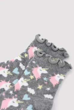 Pack 3 calcetines cortos infantiles detalle puño rizado estampados