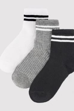 Pack 3 calcetines cortos infantiles detalle rayas