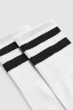 Pack 3 calcetines deportivos puño a rayas blanco