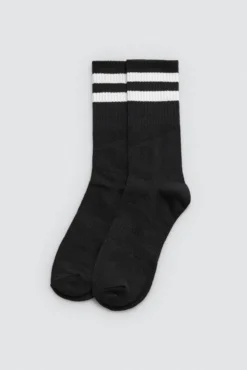 Pack 3 calcetines deportivos puño a rayas negro