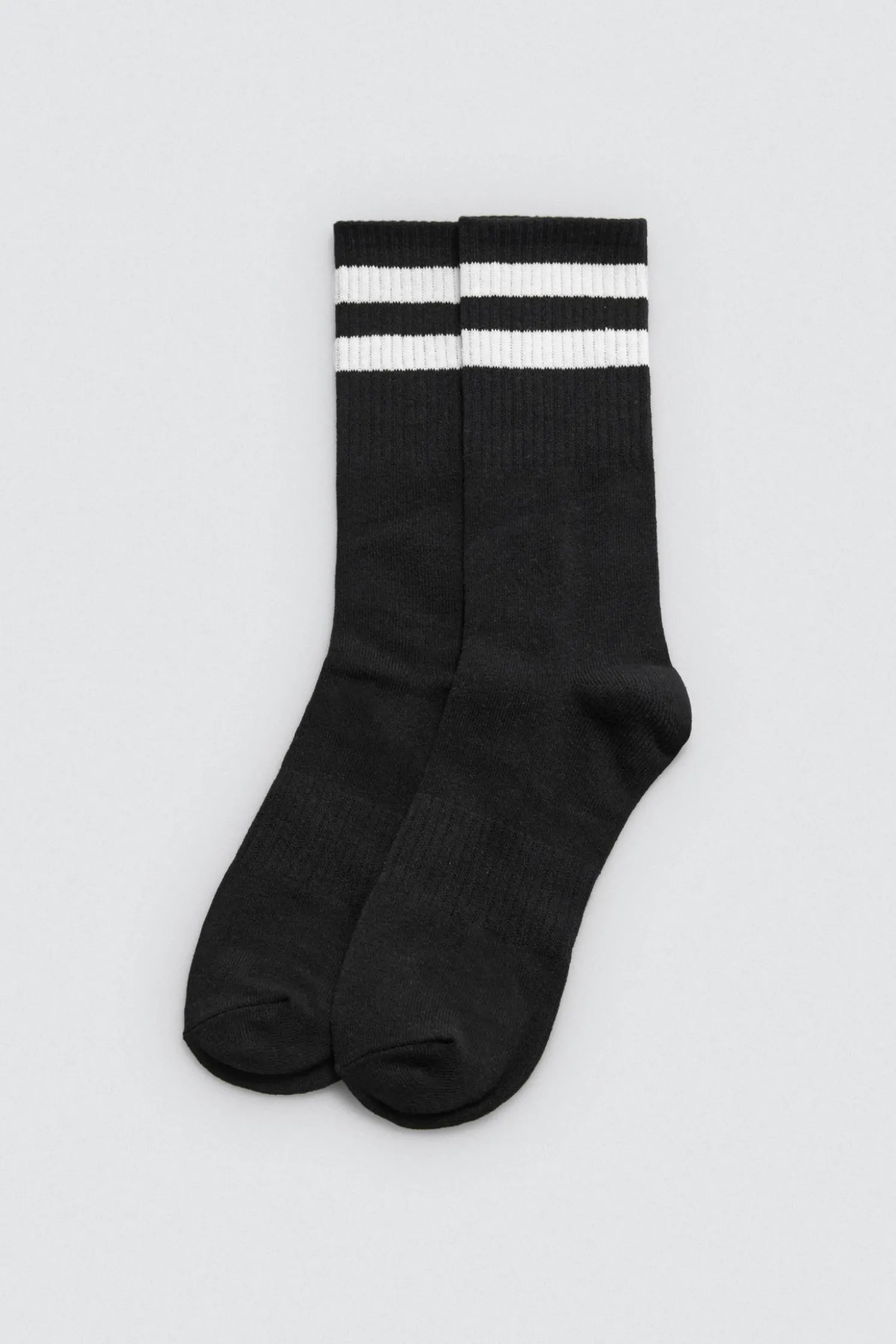 Pack 3 calcetines deportivos puño a rayas negro