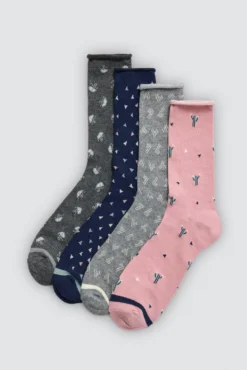 Pack 4 calcetines estampados sin puño