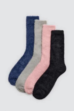 Pack 4 calcetines extra suaves de pelo colores lisos