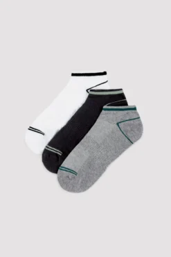 Pack 3 calcetines tobilleros detalle raya contrastada