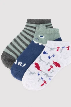 Pack 3 calcetines tobilleros infantiles estampados Roar