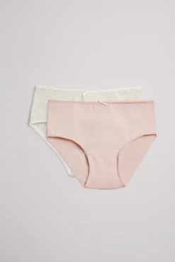 Pack de 2 braguitas de niña algodón con lazo gris y rosa