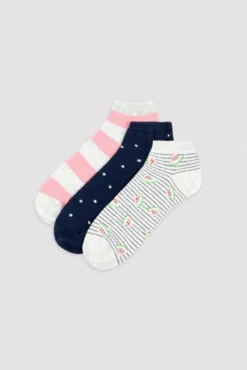 Pack de 3 calcetines tobilleros estampados