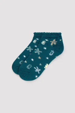 Pack de 4 calcetines tobilleros estampados con ribete