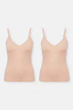 Pack de 2 camisetas interiores de tirantes algodón nude