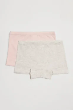 Pack de 2 culottes de niña algodón gris y rosa