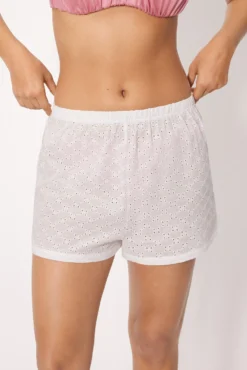 Pantalón corto algodón bordado blanco