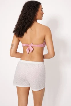 Pantalón corto algodón bordado blanco