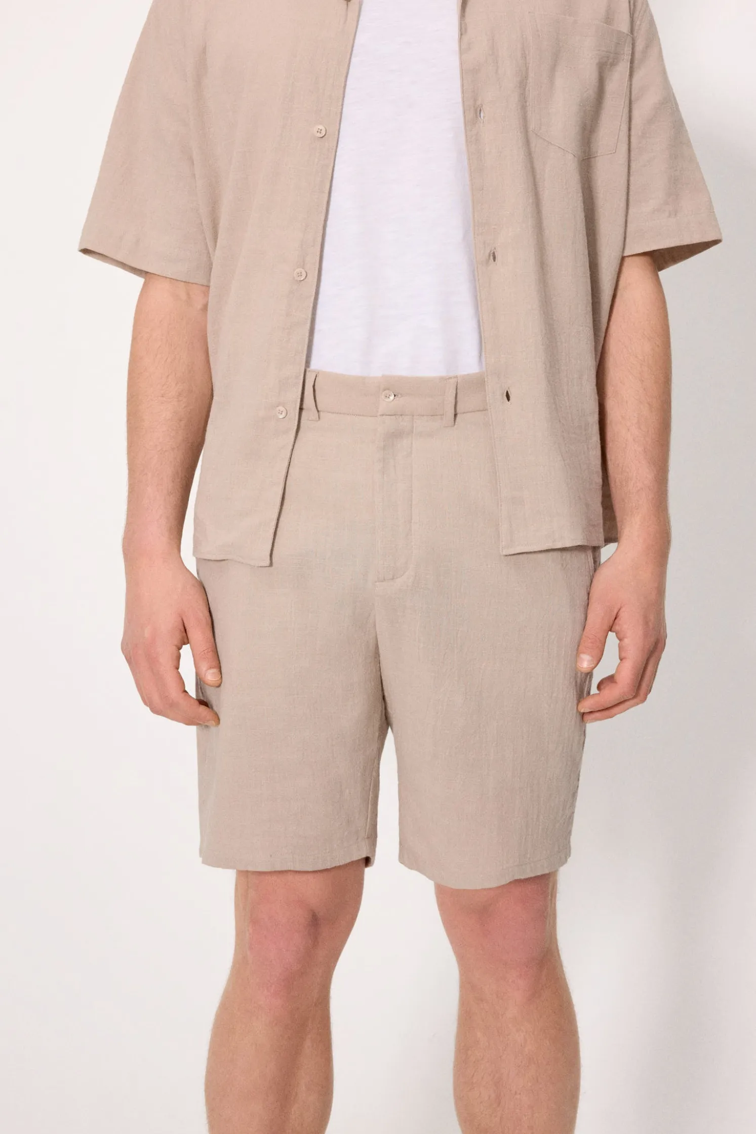 Pantalón corto algodón topo