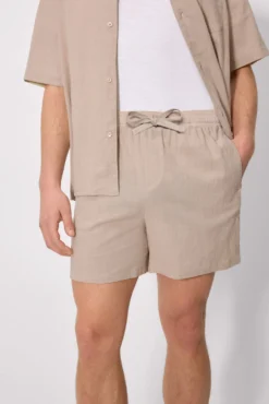 Pantalón corto con cordón algodón topo