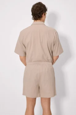 Pantalón corto con cordón algodón topo