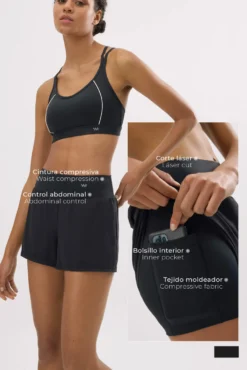 Pantalones deportivos cortos Compressive con short y bolsillo interior