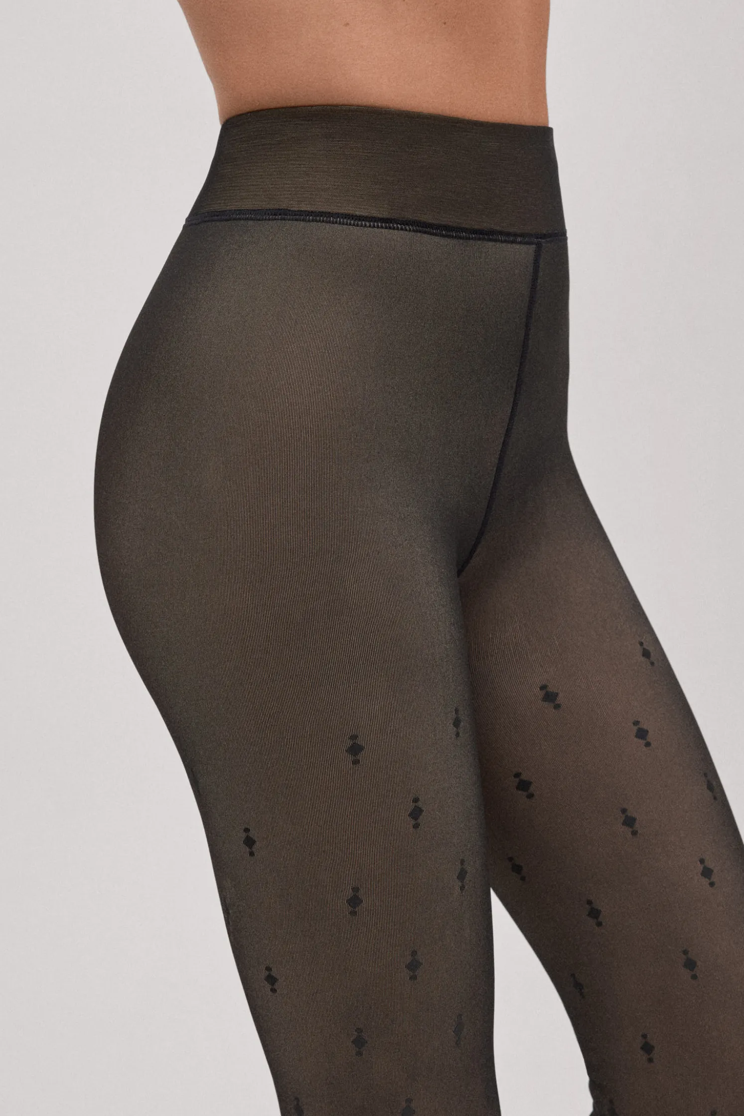 Panty térmico efecto velado estampado geométrico 160 denier