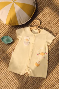 Pelele bebé manga corta estampado patos