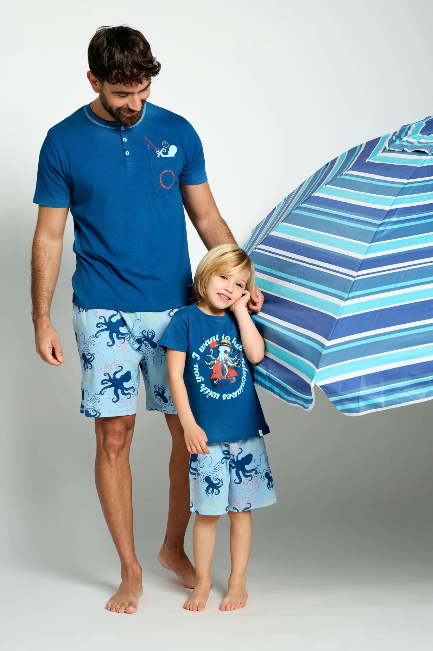 Pijama hombre corto algodón estampado pulpos | MUYDEMI