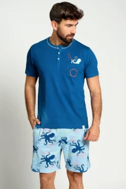 Pijama hombre corto algodón estampado pulpos | MUYDEMI