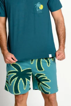 Pijama hombre corto algodón estampado palmeras | MUYDEMI