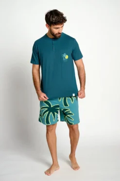 Pijama hombre corto algodón estampado palmeras | MUYDEMI