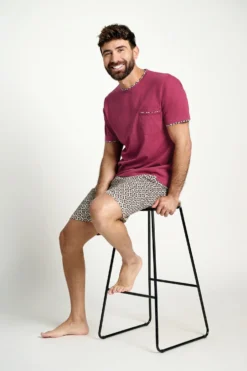 Pijama hombre corto algodón estampado geométrico | MUYDEMI